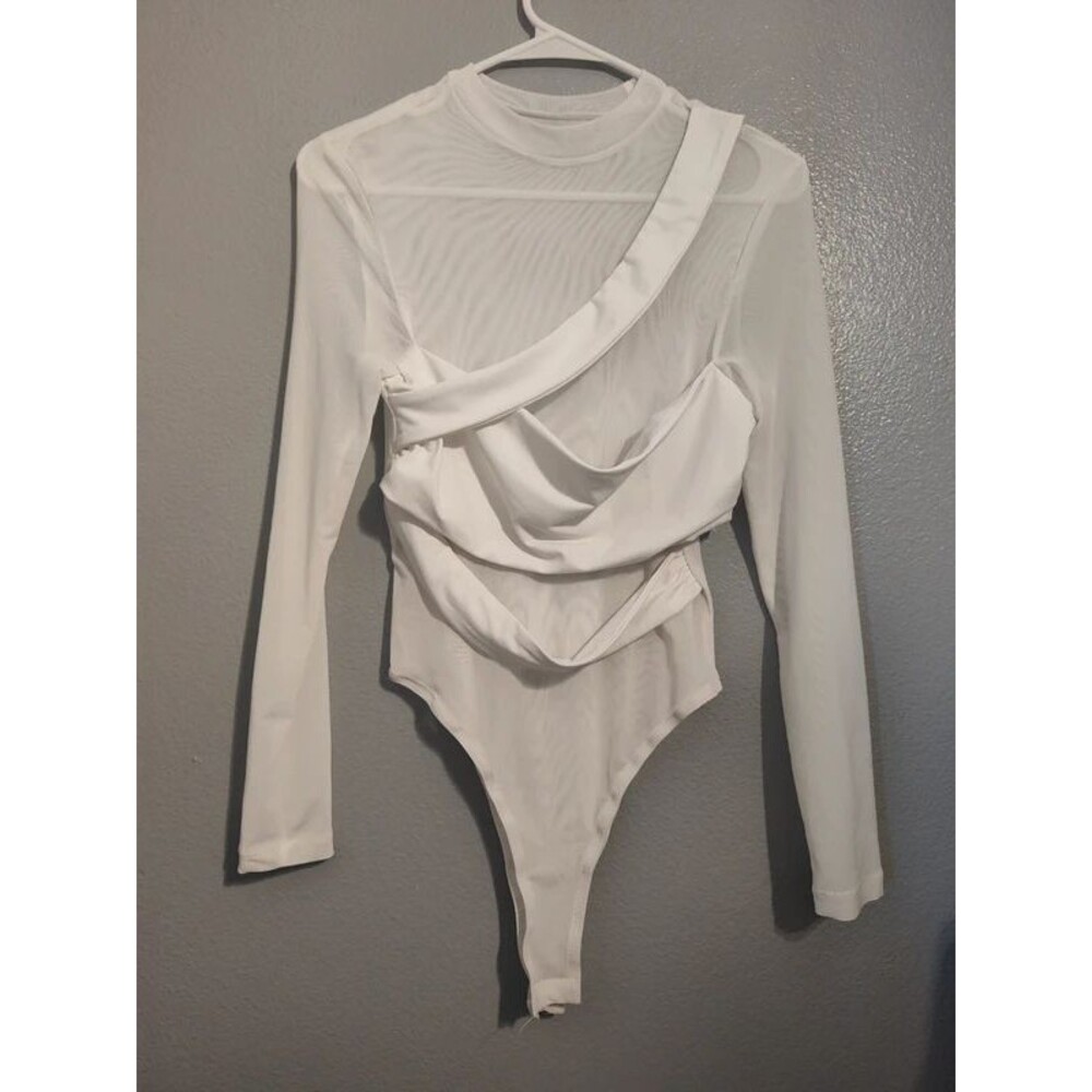 White women's mesh bodysuit size M/L very good condition
